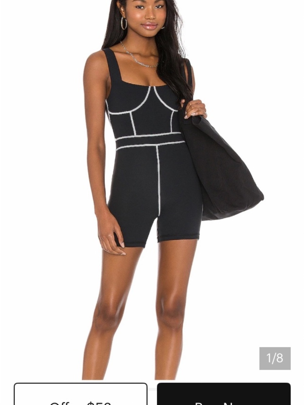 WeWoreWhat Black Romper with White Contrast Stitching